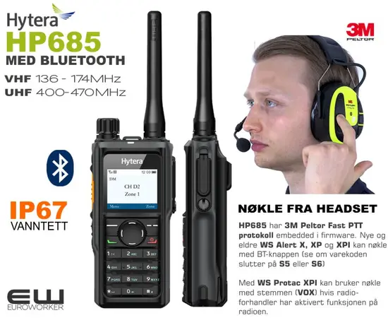 Hytera HP685 Håndholdt UHF/VHF med BLUETOOTH 5.0 (IP67)_euroworker