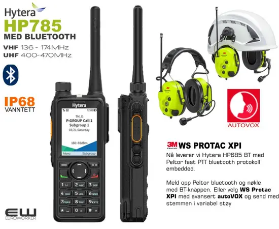 Hytera HP785 Håndholdt UHF/VHF med BLUETOOTH 5.0 (IP68)