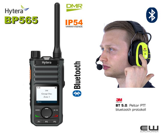 Peltor ws alert xpi - euroworker Hytera BD565 og BP515 (IP54, Bluetooth PTT, DMR, VHF/UHF)