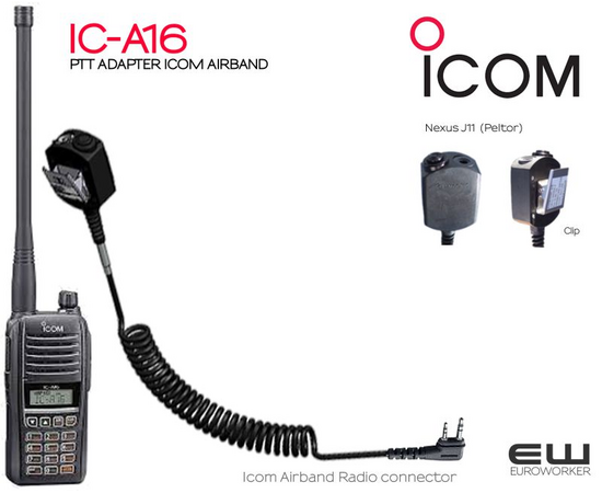 Icom Airband PTT Adapter  (IC-A16, Peltor J11)