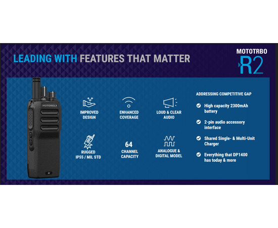 Motorola R2 MOTOTRBO (VHF eller UHF) Håndholdt Radio (Analog/Digital)