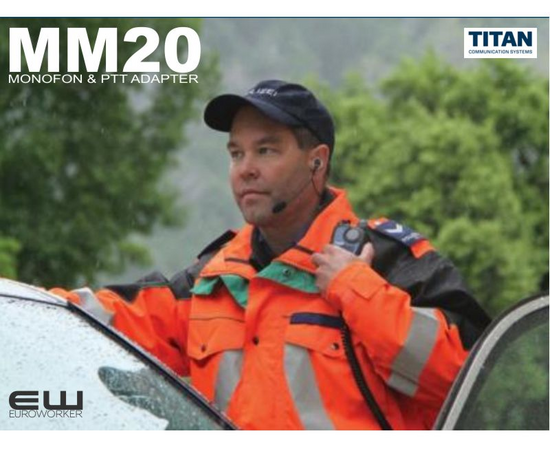 Titan MM20 Remote Speaker Microphone

The Titan Remote Speaker Microphone MM20 is a versatile accessory product with front and side PTT. The Nexus connector and 3.5mm jack socket enable users to combine the MM20 with a multitude of audio accessories, making it ideal for users needing to connect helmet audio systems.

The MM20 offers an optional volume control +/- and  programmable button. Depending on the chosen radio, the MM20 also comes with an optional emergency button. The MM20 comes in a variety of colour options.

Alternatives and part number:

    Nexus configured for Titan/Savox Headsets               MM20-01
    Nexus configured for Peltor Headsets                           MM20-02
    Nexus configured for NATO/David Clark Headsets  MM20-03