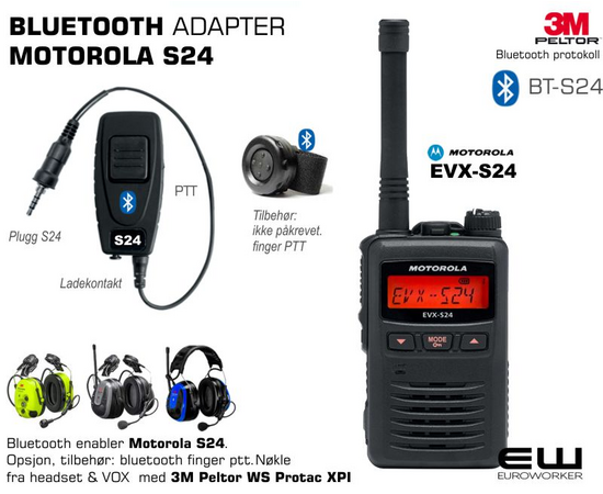 Ekstern Bluetooth Adapter for Motorola S24 (3M Peltor kompatibel)