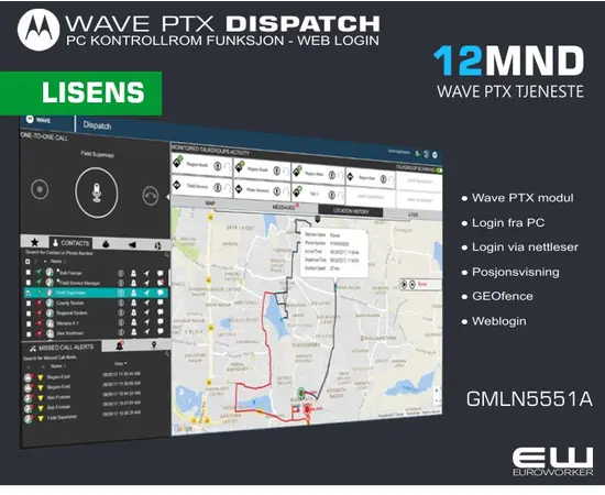Velg Wave PTX Dispatch lisensperiode fra menyen, lengre løpetid gir redusert pris:

    3mnd ( GMLN7676A)
    6mnd  (2x GMLN7676A)
    12mnd (GMLN5551A )
    24mnd (GMLN5552A)
    36mnd (GMLN7673A)
    48mnd (GMLN7674A)
    60mnd (GMLN7675A)