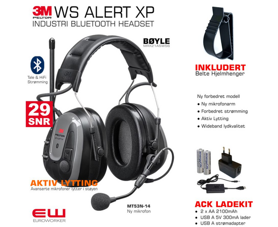 MRX21A5WS6 - euroworker - peltor MRX21AWS6 - peltor ws alert xp - euroworker - industri bluetooth headset