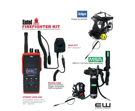 Entel DT885 FF (UHF) - Fire Fighter Radio Kit (Atex, IP68, SOLAS, MED/5.20 )