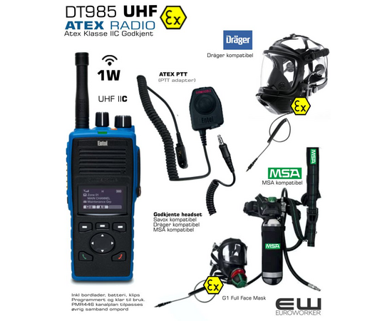 ENTEL DT985 UHF Atex radio (1W, IIC, IP68)