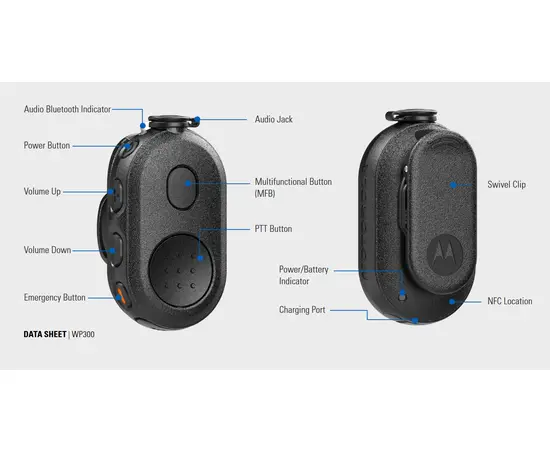 Motorola PMLN8298A WP300 Wireless Bluetooth Control Pod (TLK100, Wave PTX)