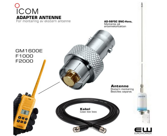 Icom AD-98FSC til BNC (Hun) Antenneadapter for Icom F-Serie (F1000, F2000)