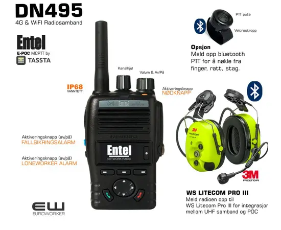 Entel DN495 LTE radio peltor ws litecom pro III_Entel e-poc_bluetooth_euroworker