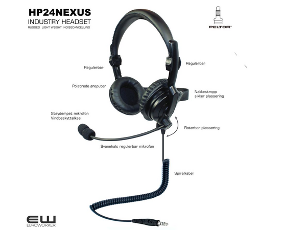 HP24NEXUS - INDUSTRY HEADSET RUGGED  LIGHT WEIGHT  NOISECANCELLING (J11, SNR0)