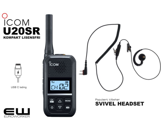 Icom U20SR Ultra Compact Lisensfri Radio (446MHz, Analog)