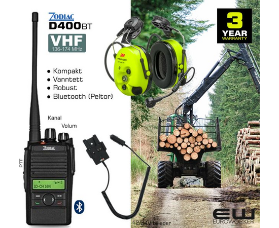 Zodiac D400BT VHF Industriradio med blåtann  (VHF, IP67, BT)