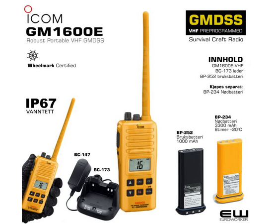 Icom IC-GM1600E Robust Portable GMDSS VHF Radio