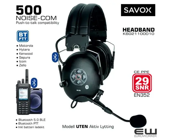 Savox Noise-Com 500 Bluetooth PTT Industri headset (SNR29) - K6021100010 HELMET - K6021100010 Headband