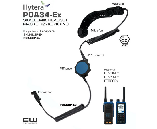 Hytera POA34-Ex Atex Bone Microphone Headset (HP715Ex, HP795Ex)
