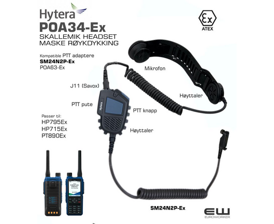 Hytera POA34-Ex Atex Bone Microphone Headset (HP715Ex, HP795Ex)