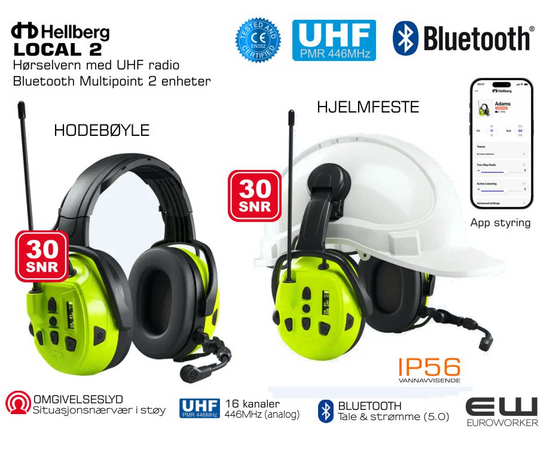 Hellberg Safety Local 2 (PMR446, Bluetooth, Active Listening, IP56)
