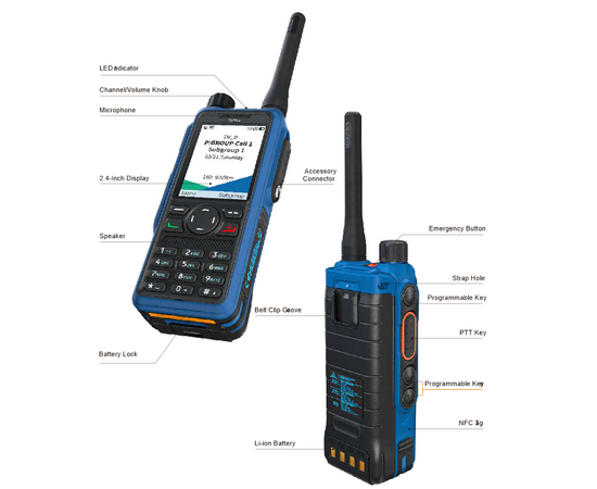 Hytera HP795EX IIC og IIA Atex Terminal (UHF, Bt, IP68, GPS, AI) - Røykdykking SOLAS