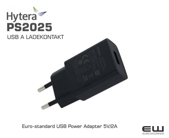 Euro-standard USB Power Adapter 5V/2A   - Hytera PS2025 Strøm adapter (EU)