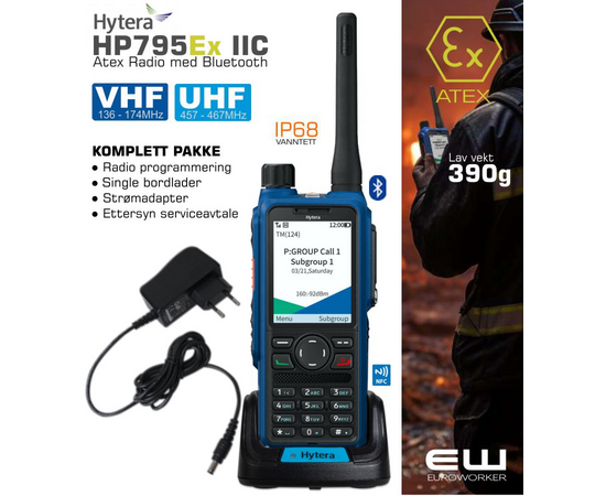 Hytera HP795EX IIC og IIA Atex Terminal (UHF, Bt, IP68, GPS, AI) - Røykdykking SOLAS