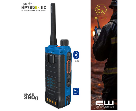 Hytera HP795EX IIC og IIA Atex Terminal (UHF, Bt, IP68, GPS, AI) - Røykdykking SOLAS