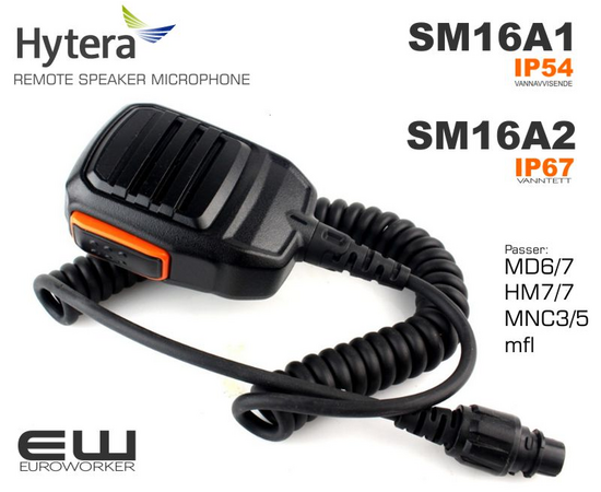 Hytera SM16A1 (IP54) og SM16A2 (IP67) Håndholdt Mikrofon til MD785/RD985