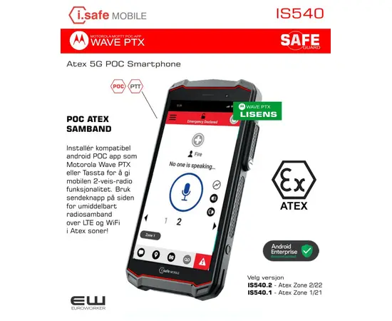 i.safe IS540 Atex 5G POC Radio & Smartphone (Android 12)
