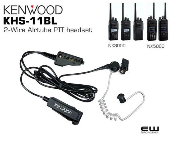 Kenwood KHS-11BL 2-Wire AIrtube PTT headset (NX3000, NX5000)