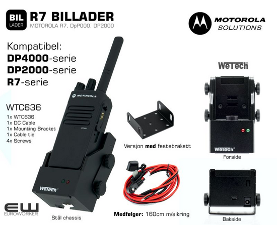 WTC636 - Motorola R7 WeTech Stål Billader (12V/24V)