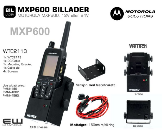 Motorola MXP600 WeTech Stål Billader (12V/24V) -WTC2113