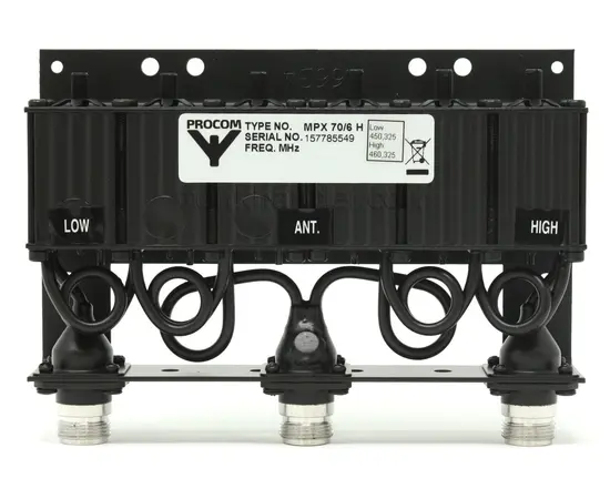 Procom filter MPX 2/6L-4/6 N kon 138-156 MHz - 200001669
Procom filter MPX 2/6 H-6/15-N(f) 152 - 175 MHz - 200001733
Procom filter MPX 70/6 H-9/13N 430-470 MHz. - 200000969
Procom filter MPX 70/6L-9/13-N(f) 406 - 440 MHz - 200000593
Procom filter MPX2/6 L-6/15 N 136-155 MHz - 2000001632
Procom MPX70/44N - 200000536
