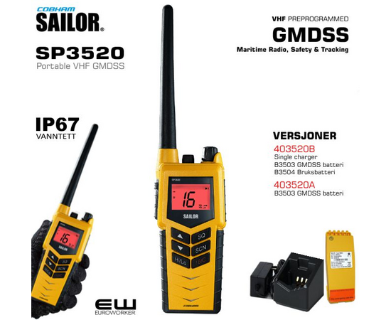 Sailor SP3520 GMDSS Portable VHF Radio - 403520B 403520A