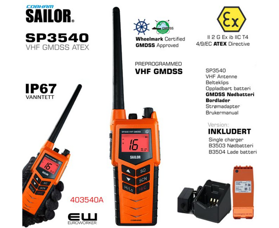 Sailor SP3540 VHF Atex GMDSS Radio - 403540A-B3503 - Euroworker-B3504