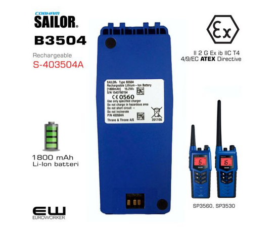Salior B3504 1800 mAh Atex batteri (SP3530, SP3560) B3504   S-403504A