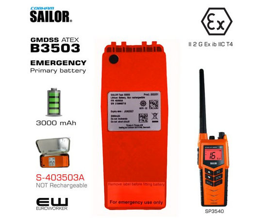 Sailor B3503 GMDSS Atex Emergency Battery for SP3540 (3000mAh)