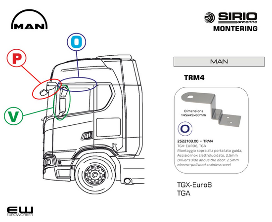 Sirio Lastebil Antenne - Brakett Montering