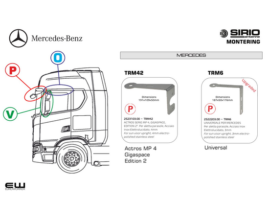 Sirio Lastebil Antenne - Brakett Montering