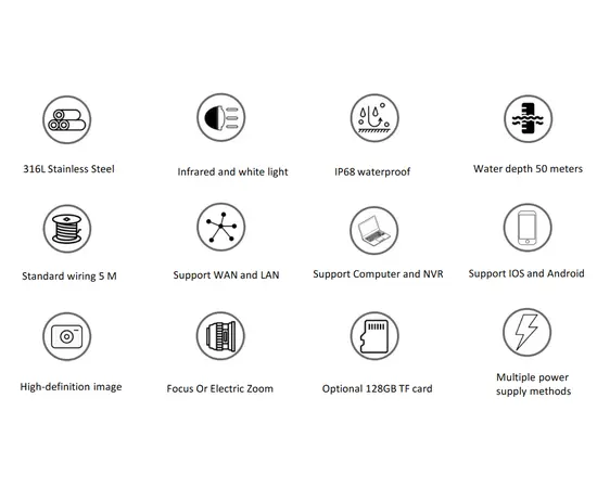 Saltwater Camera with Remote Zoom, Lights and Wipe Function