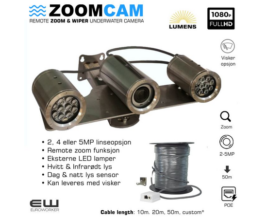 Saltwater Camera with Remote Zoom, Lights and Wipe Function