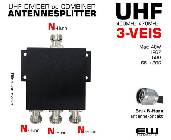 Antennesplitter 3 Way UHF (Splitter & Combiner)