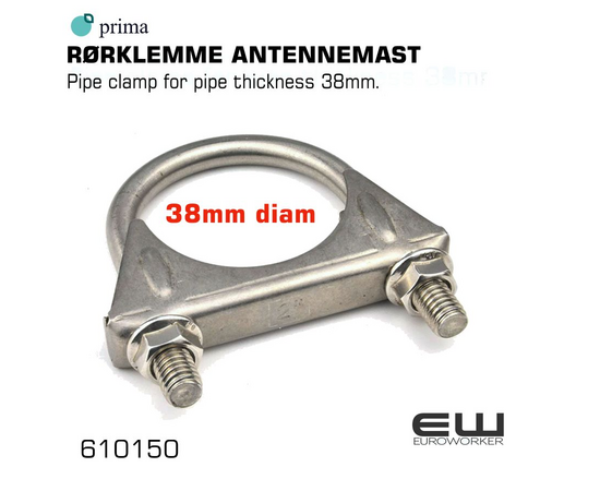 Pipe clamp for pipe thickness 38mm.