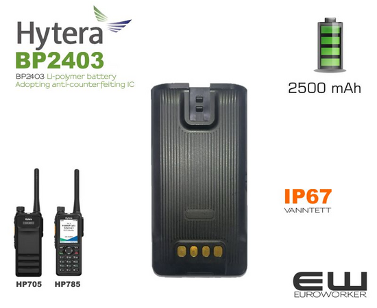 Hytera batteri til HP7-serien Li Poly 2500 mAh (BP2403).