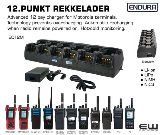 Endura EC12M 12.Punkt Rekkelader for Motorola (DP2000, DP4000, MTP8000, R7)