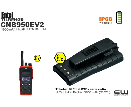 ENTELCNB950EV2 - EUROWORKER - 1800 mah batteri li ion  DT885FF ENTEL