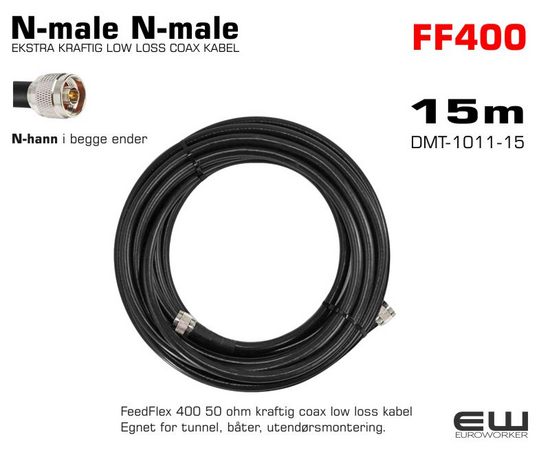 FF400 UTENDØRS 15m LOW LOSS COAX KABEL (N-male N-male)