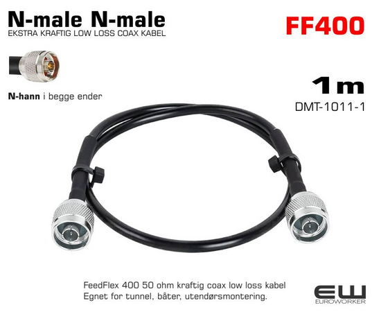 25m
    LOW LOSS COAX KABEL
    N-male N-male kontakt i begge ender
    50 ohm kraftig coax low loss kabel
    Egnet for tunnel, båter, utendørsmontering.