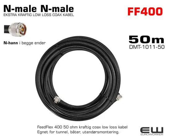 FF400 UTENDØRS 50m LOW LOSS COAX KABEL (N-male N-male) , FF400 DMT-1011-50, feedflex, antennacable