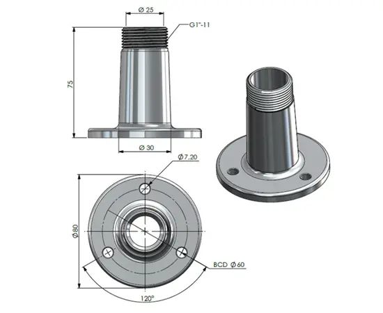 Scan Antenna Deck Mount Heavy Duty (G1"X11), 2 image