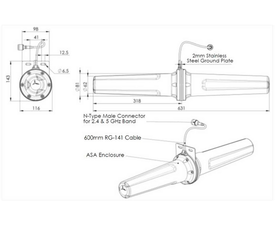 Poynting HELI-19 - Dualband WiFi Tunnellantenne, 2 image